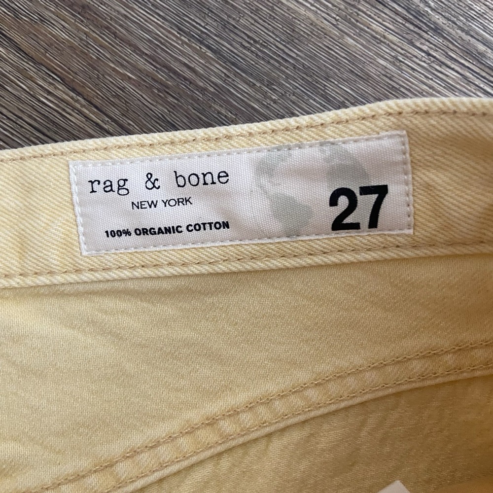Rag & Bone Maya High-Rise Shorty Shorts Beigne Organic Cotton Denim Size 27 - Picture 4 of 7